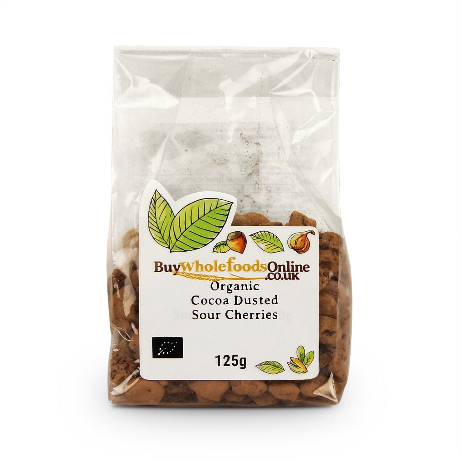 Buy Organic Cocoa Dusted Sour Cherries Uk 125g 1kg Buy Wholefoods Online
